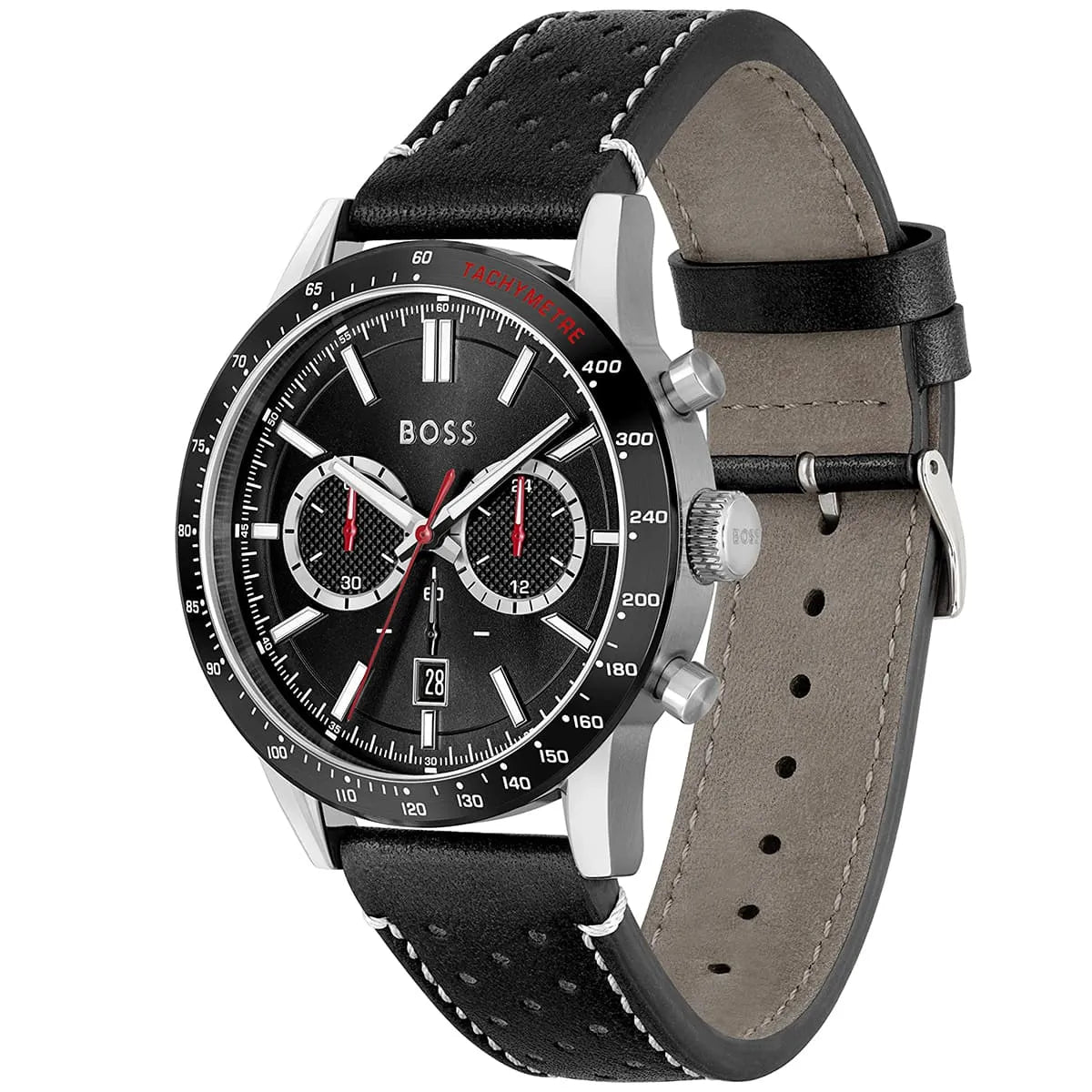 Hugo Boss Allure Black Dial Black Leather Strap Watch for Men - 1513920
