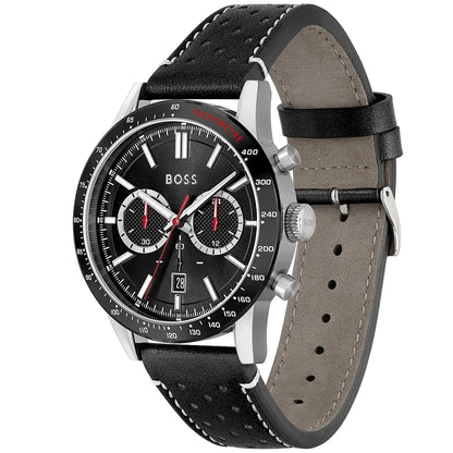 Hugo Boss Allure Black Dial Black Leather Strap Watch for Men - 1513920