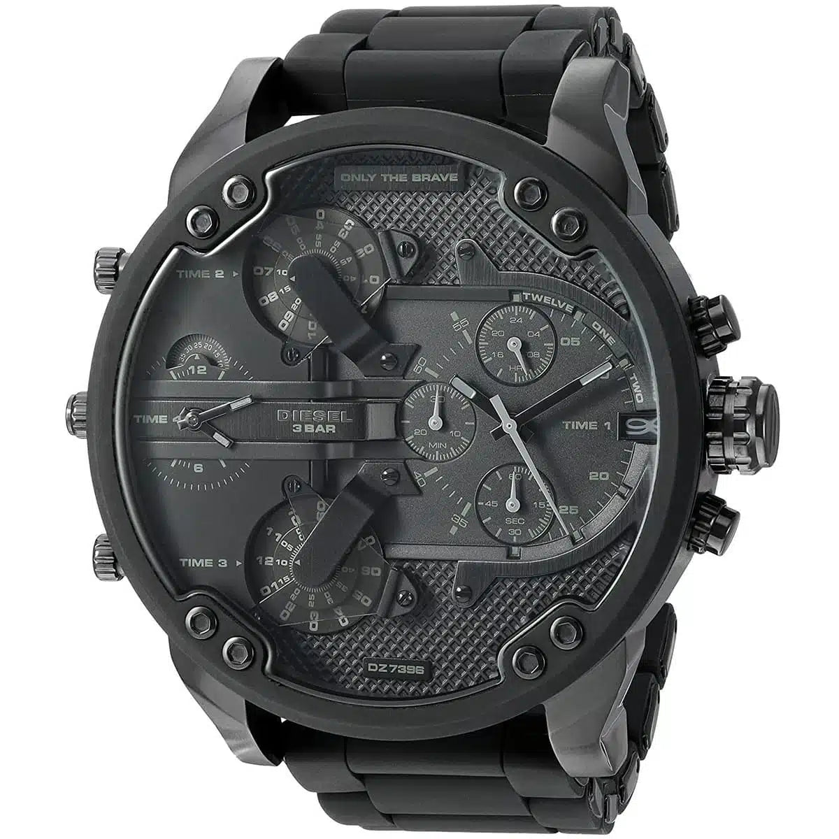 Diesel Men’s Quartz Black Stainless Steel Black Dial 57mm (Four Time Zone) Watch DZ7396