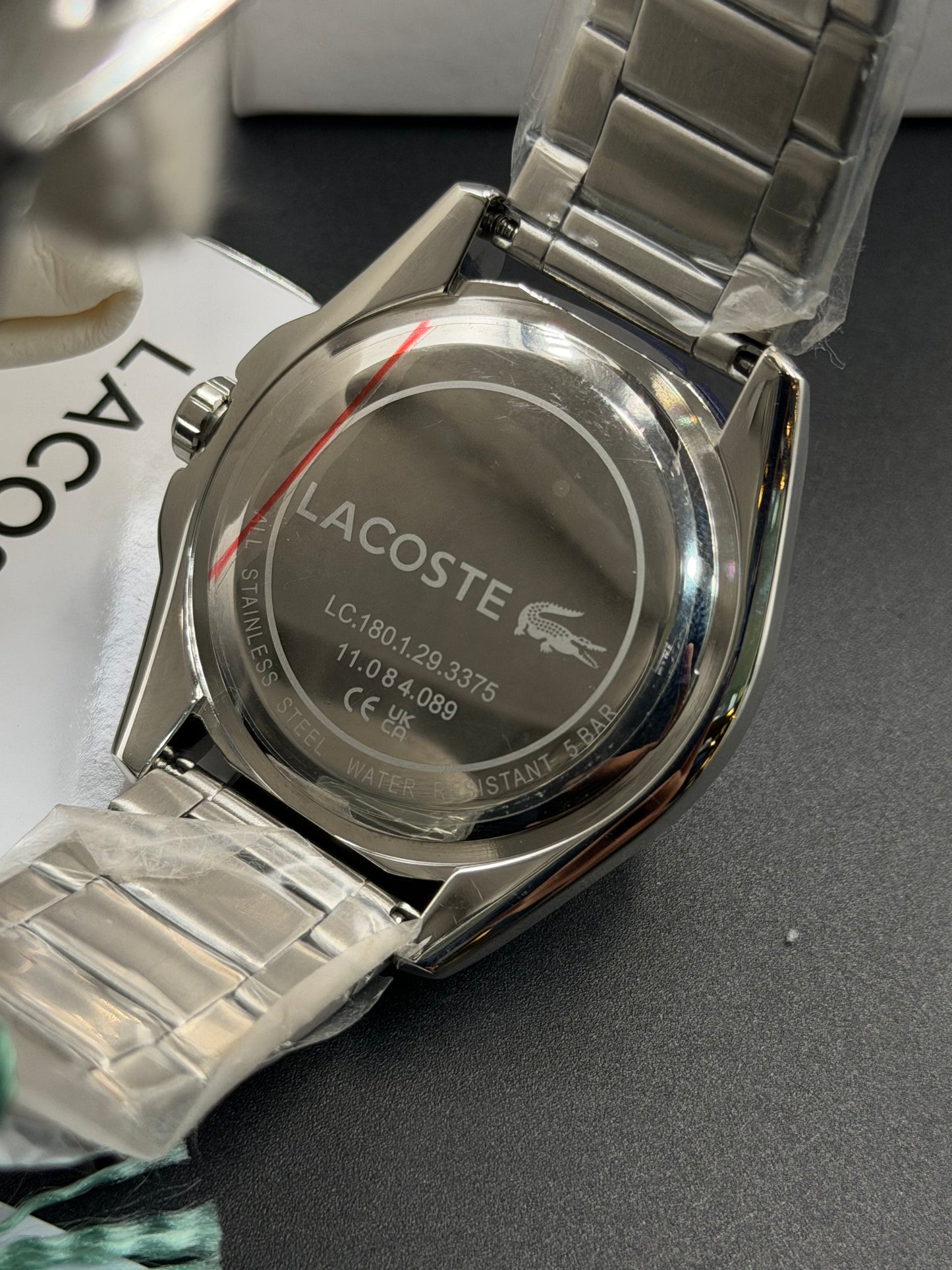 Lacoste Finn Mens Silver Stainless Steel Quartz Dark Blue Dial Silver Stainless Steel Bracelet Watch