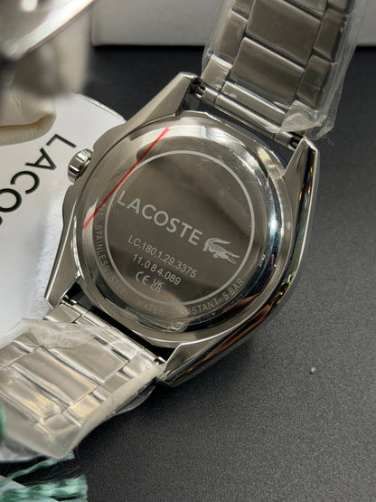 Lacoste Finn Mens Silver Stainless Steel Quartz Dark Blue Dial Silver Stainless Steel Bracelet Watch