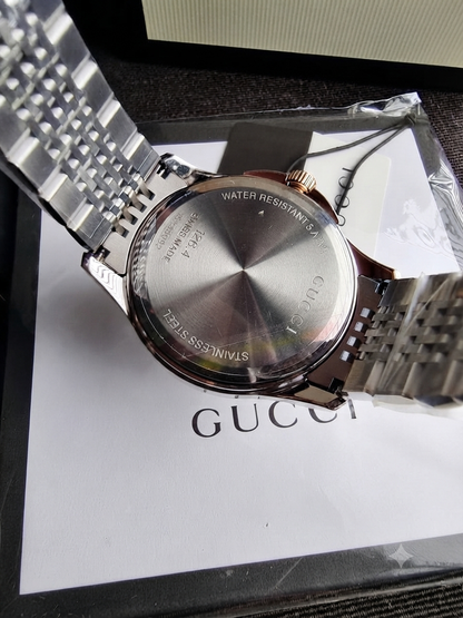 Gucci Men’s Swiss Made Quartz Stainless Steel Black Dial 38mm Watch YA126410