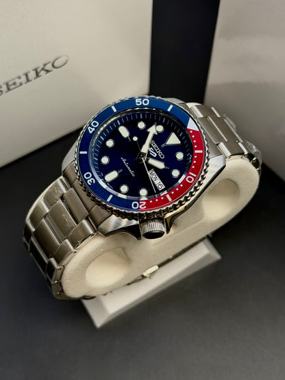 Seiko 5 Sports SRPD53 42.5 mm Blue Dial Pepsi Bezel Automatic Men Watch Steel