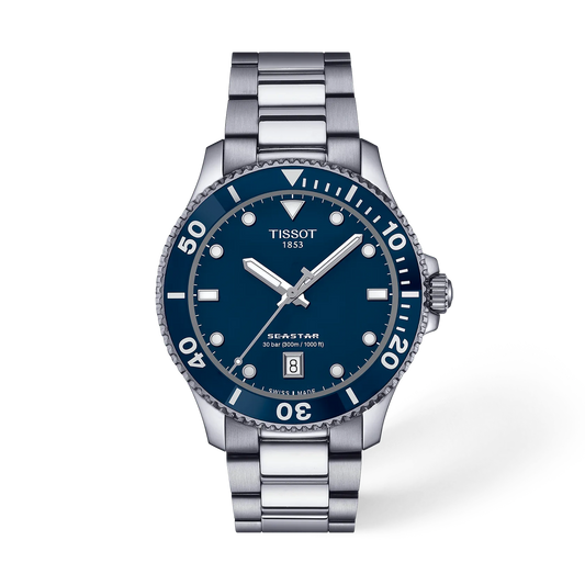 Tissot Seastar 1000 Silver Stainless Steel Blue Dial Quartz Watch for Gents - T120.410.11.041.00
