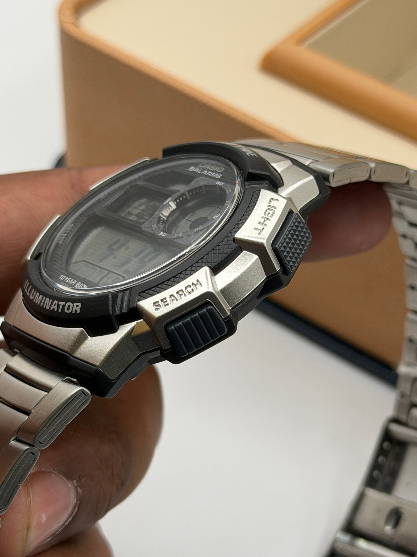 Casio Illuminator Silver Resin Band Grey Dial Digital Watch for Gents - AE-1000WD-1AVDF