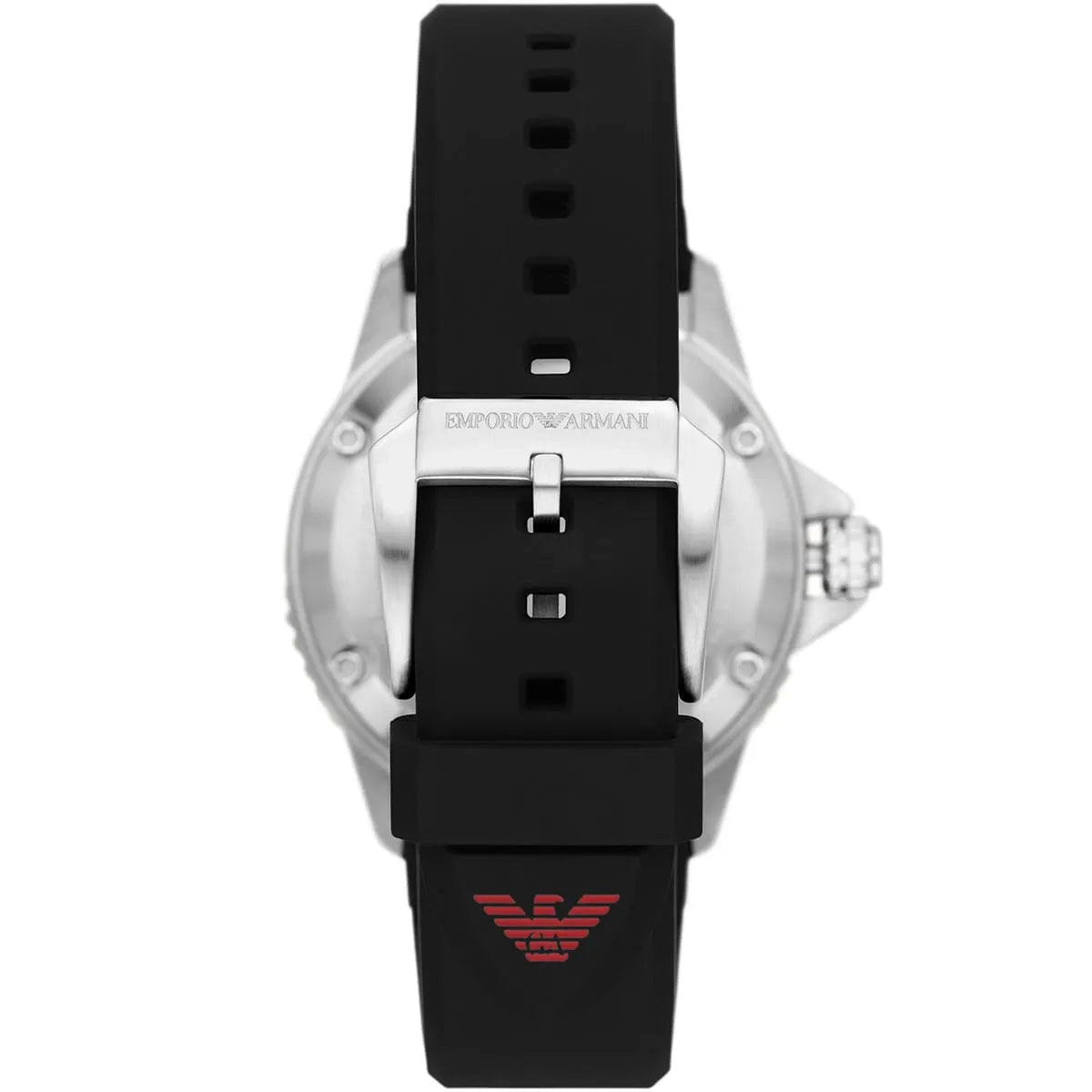 Emporio Armani Meccanico Black Silicone Strap Red Dial Automatic Watch for Gents - AR60070