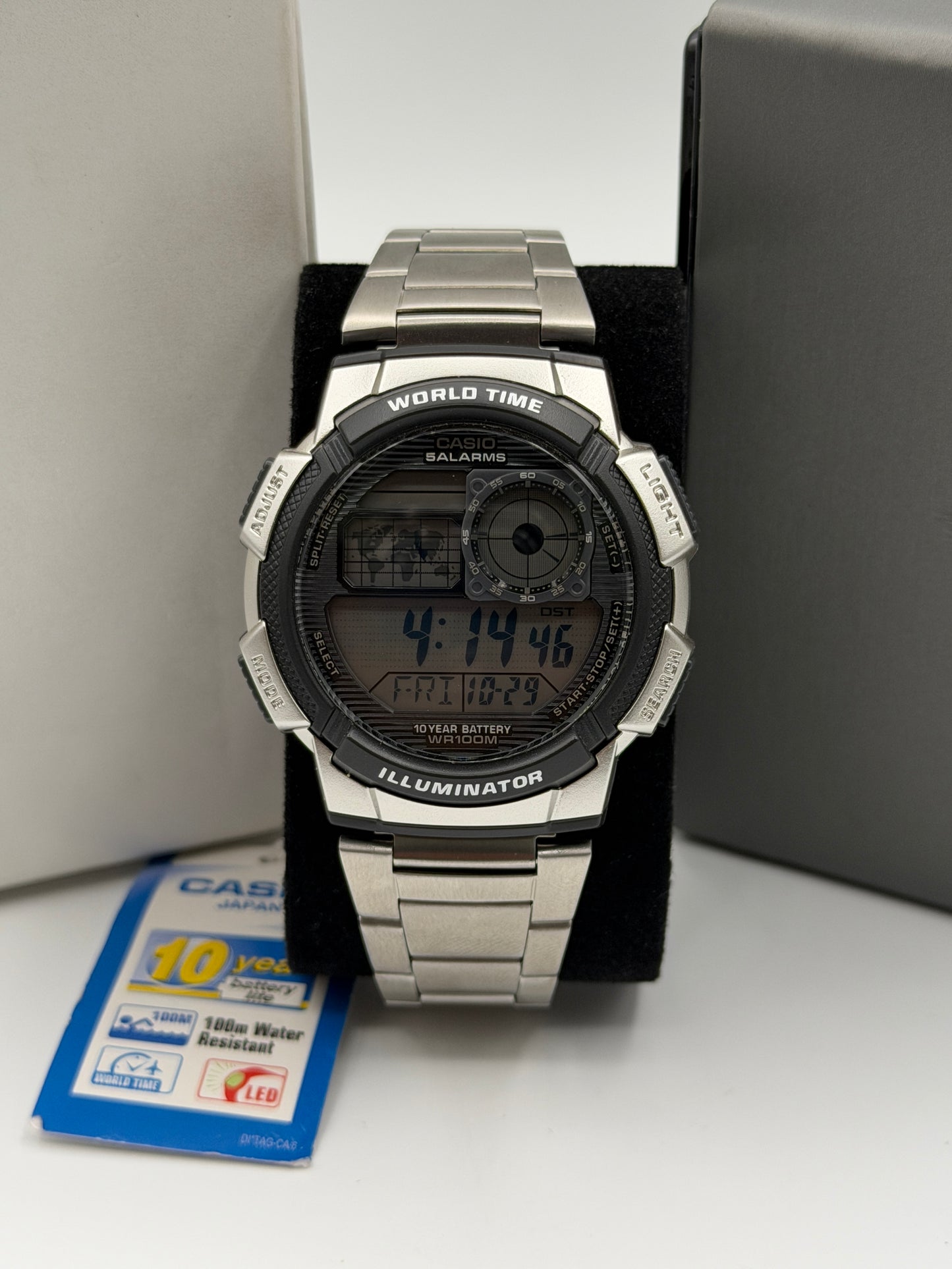 Casio Illuminator Silver Resin Band Grey Dial Digital Watch for Gents - AE-1000WD-1AVDF