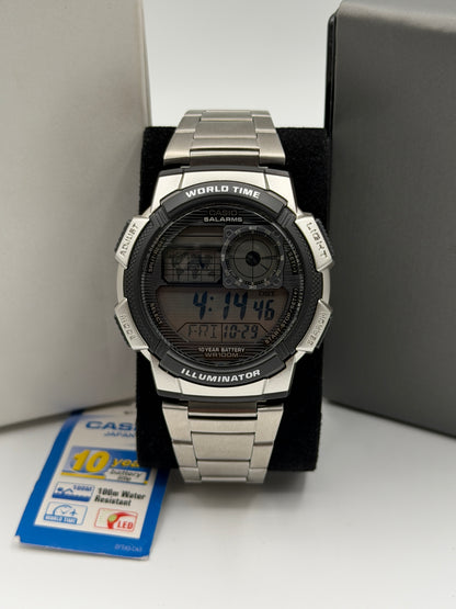 Casio Illuminator Silver Resin Band Grey Dial Digital Watch for Gents - AE-1000WD-1AVDF