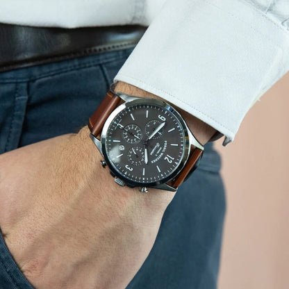 Fossil Forrester Brown Leather Strap Gray Dial Chronograph Quartz Watch for Gents - FS5815
