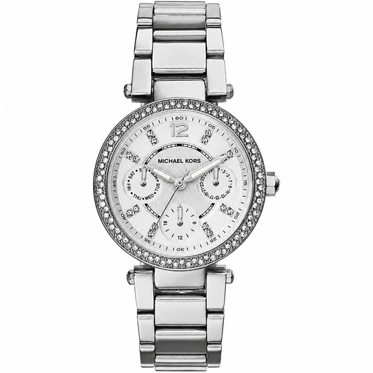Michael Kors Parker Silver Stainless Steel Silver Dial Quartz Watch for Ladies - MK5615
