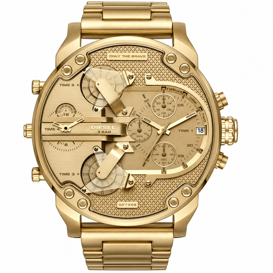 Diesel Men’s Quartz Gold Stainless Steel Gold Dial 57mm (Four Time zone) Watch DZ7399