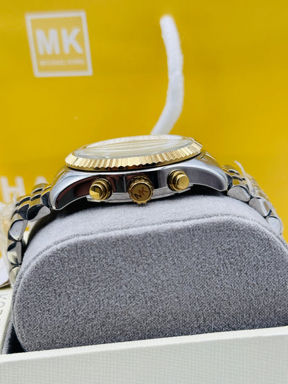 Michael Kors Women’s Chronograph Quartz Two-tone Stainless Steel Silver Dial 38mm Watch MK5955