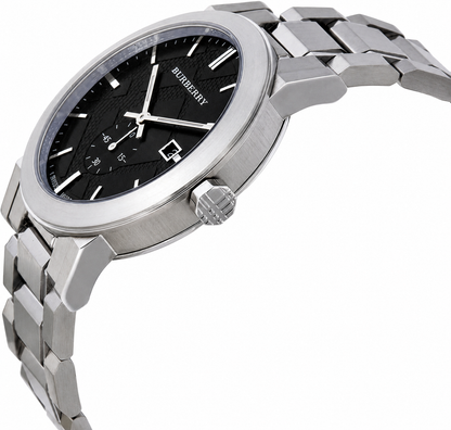 Burberry The City Silver Stainless Steel Black Dial Quartz Watch for Gents - BU9901