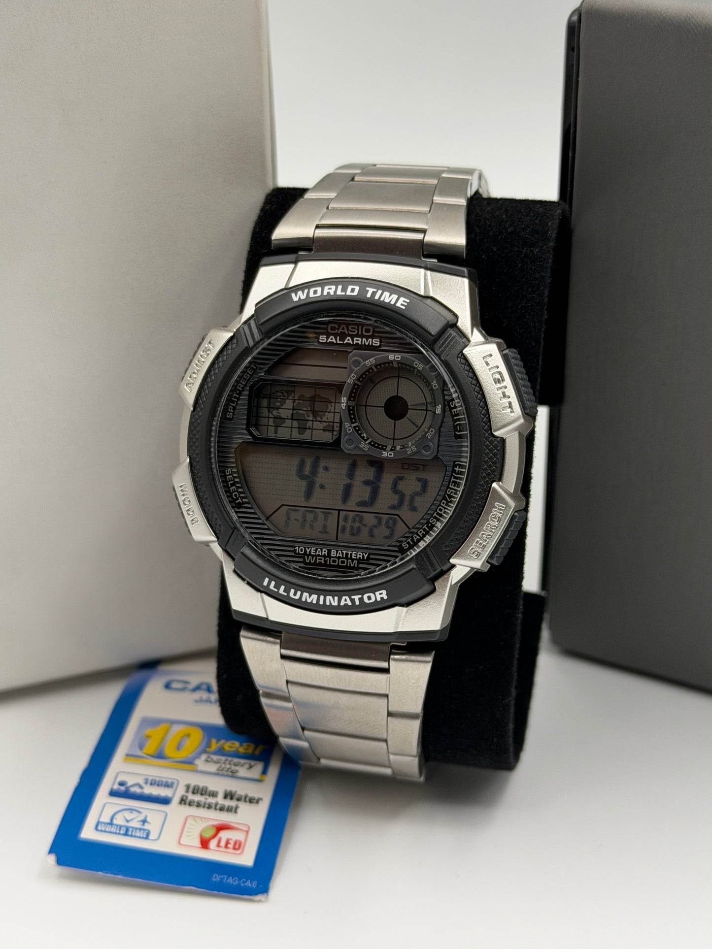 Casio Illuminator Silver Resin Band Grey Dial Digital Watch for Gents - AE-1000WD-1AVDF