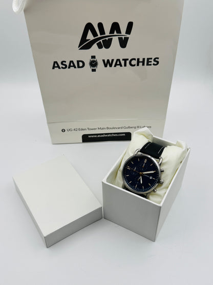 Fossil Commuter Brown Leather Strap Blue Dial Chronograph Quartz Watch for Gents - FS5401