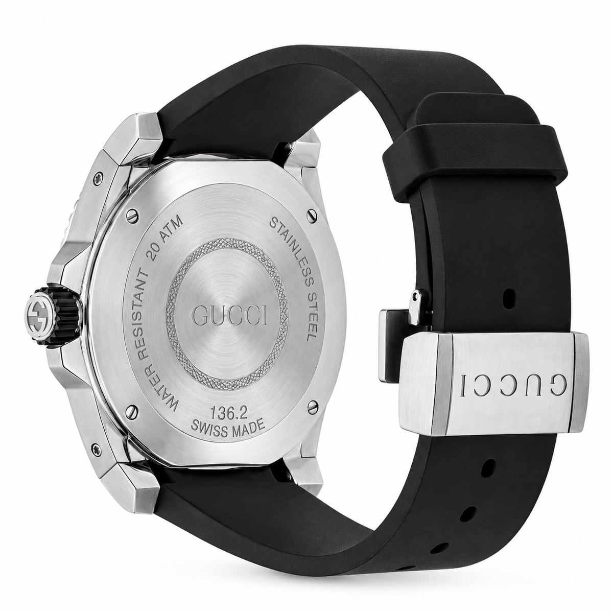 Gucci Dive 45mm Stainless Steel Case with Black Rubber Strap Men's Wristwatch (YA136217)