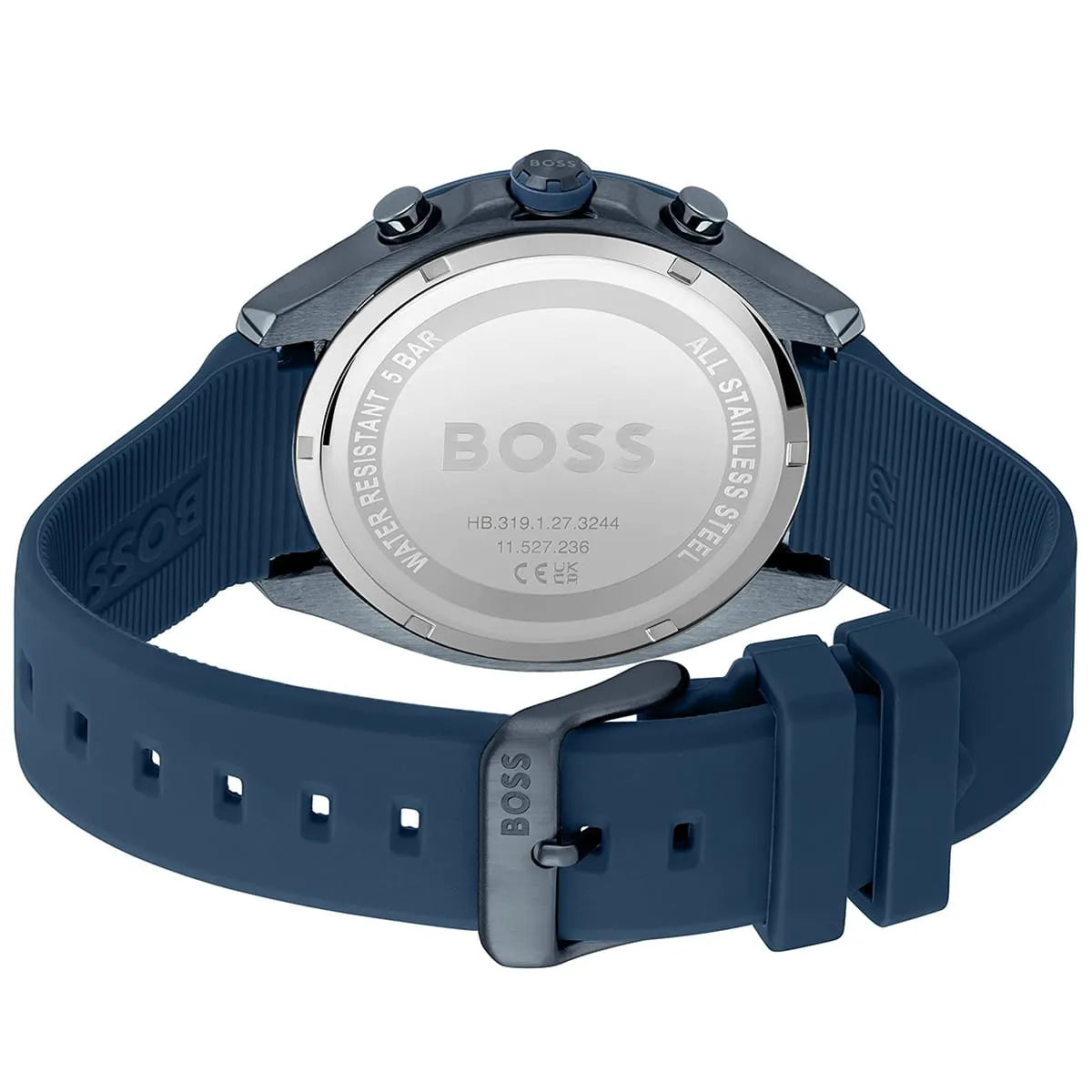 Hugo Boss Velocity Chronograph Blue Dial Blue Rubber Strap Watch For Men - 1514061