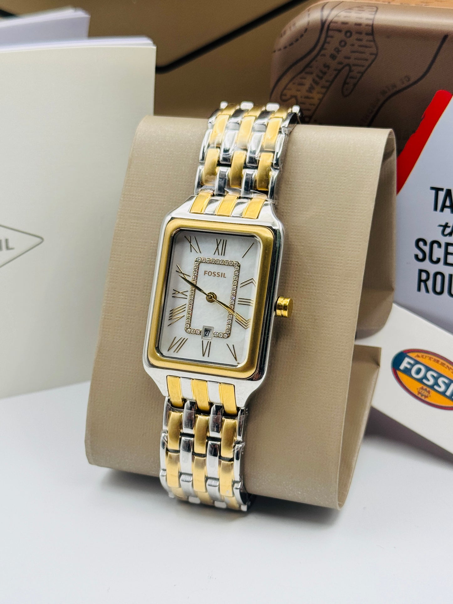Fossil Raquel Two-tone Stainless Steel Mother Of Pearl Dial Quartz Watch for Ladies - ES5305 (Pre-Owned)
