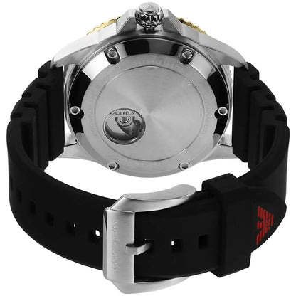 Emporio Armani Meccanico Black Silicone Strap Red Dial Automatic Watch for Gents - AR60070