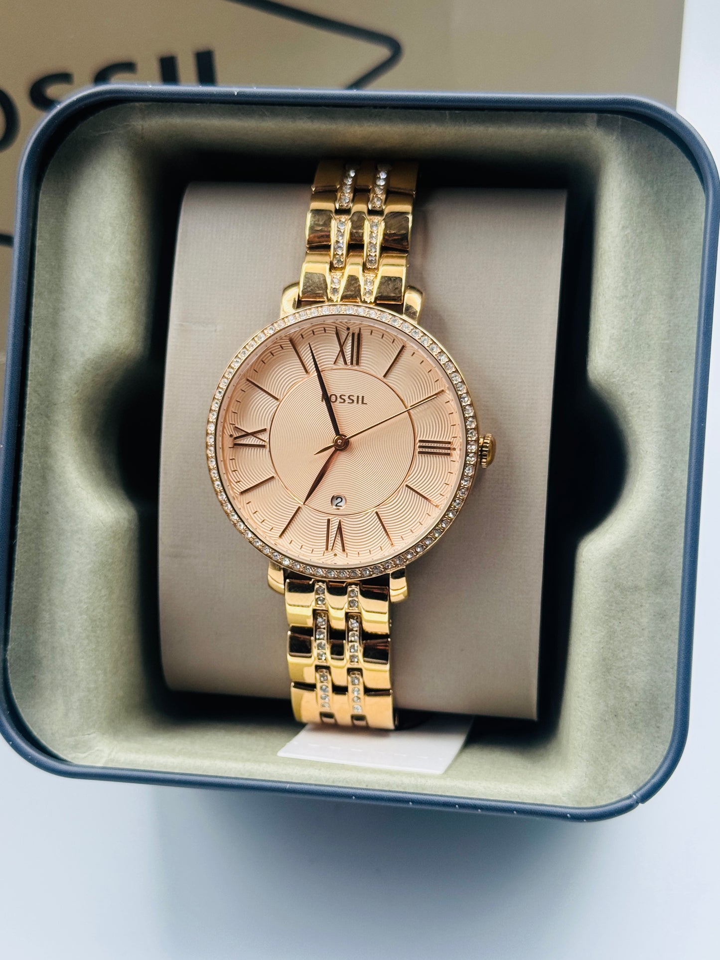 Fossil Jacqueline Three-Hand Rose Gold-Tone Stainless Steel Watch 36mm Quartz (Pre-Owned)