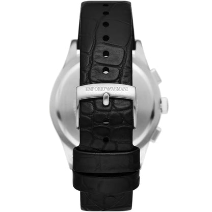 Emporio Armani Paolo Black Leather Strap Black Dial Chronograph Quartz Watch for Gents - AR11530
