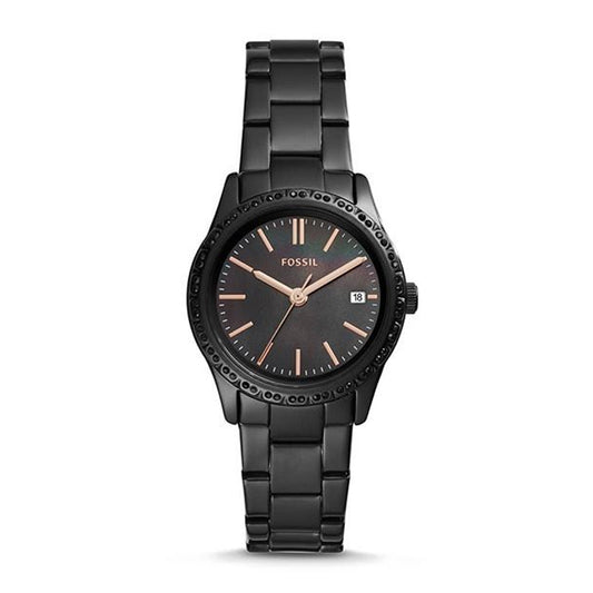 Fossil Black Dial Black Casing Quartz women Watch Bq3441 (Like New)