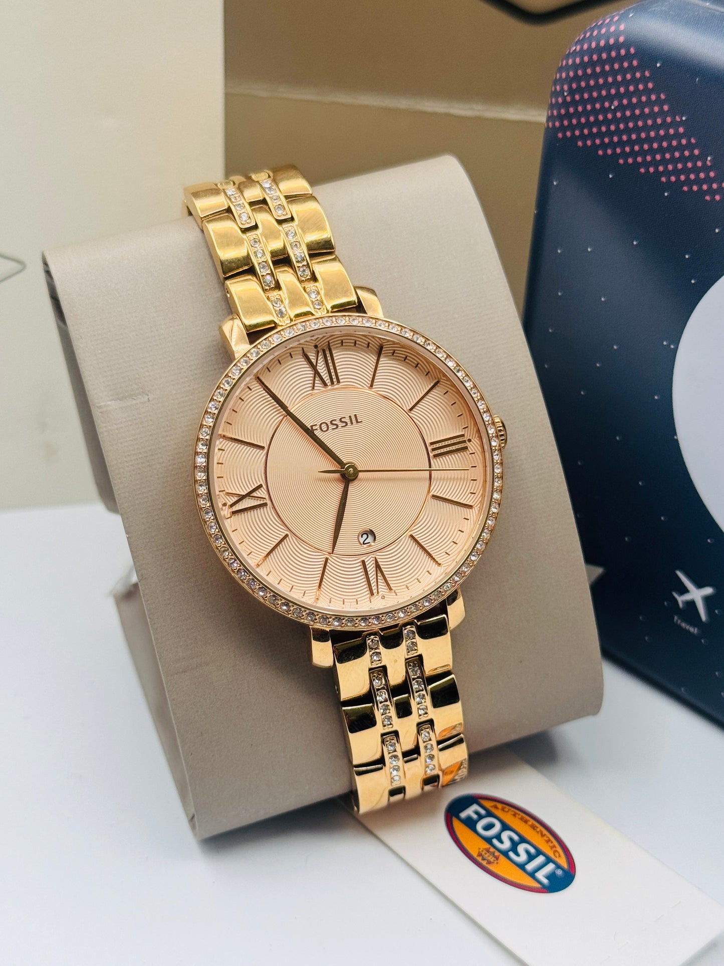 Fossil Jacqueline Three-Hand Rose Gold-Tone Stainless Steel Watch 36mm Quartz (Pre-Owned)