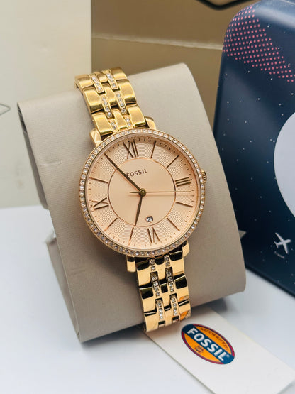 Fossil Jacqueline Three-Hand Rose Gold-Tone Stainless Steel Watch 36mm Quartz (Pre-Owned)