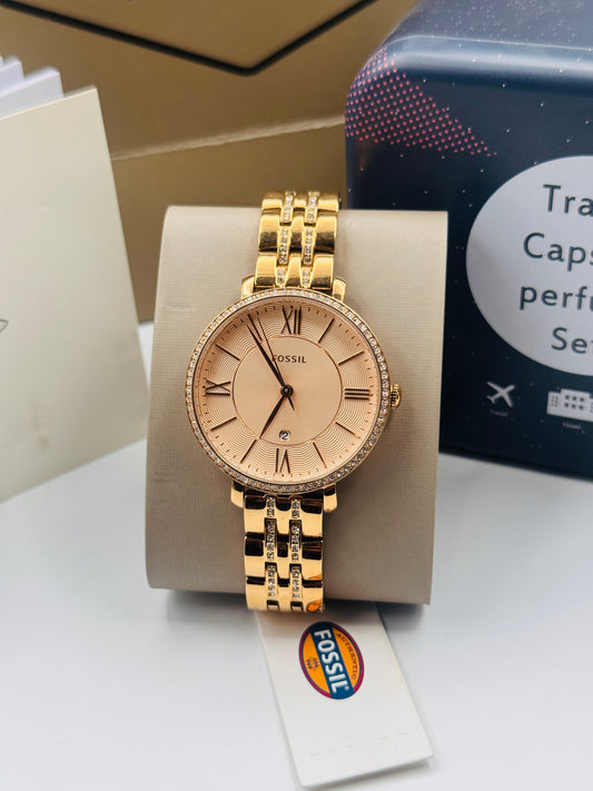 Fossil Jacqueline Three-Hand Rose Gold-Tone Stainless Steel Watch 36mm Quartz (Pre-Owned)