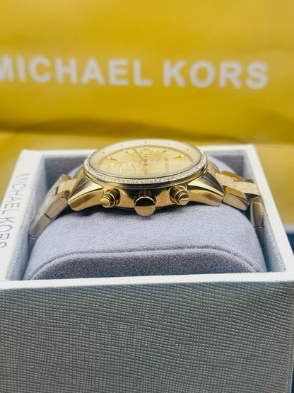 Michael Kors Ritz Gold Stainless Steel Gold Dial Chronograph Quartz Watch for Ladies - MK6597