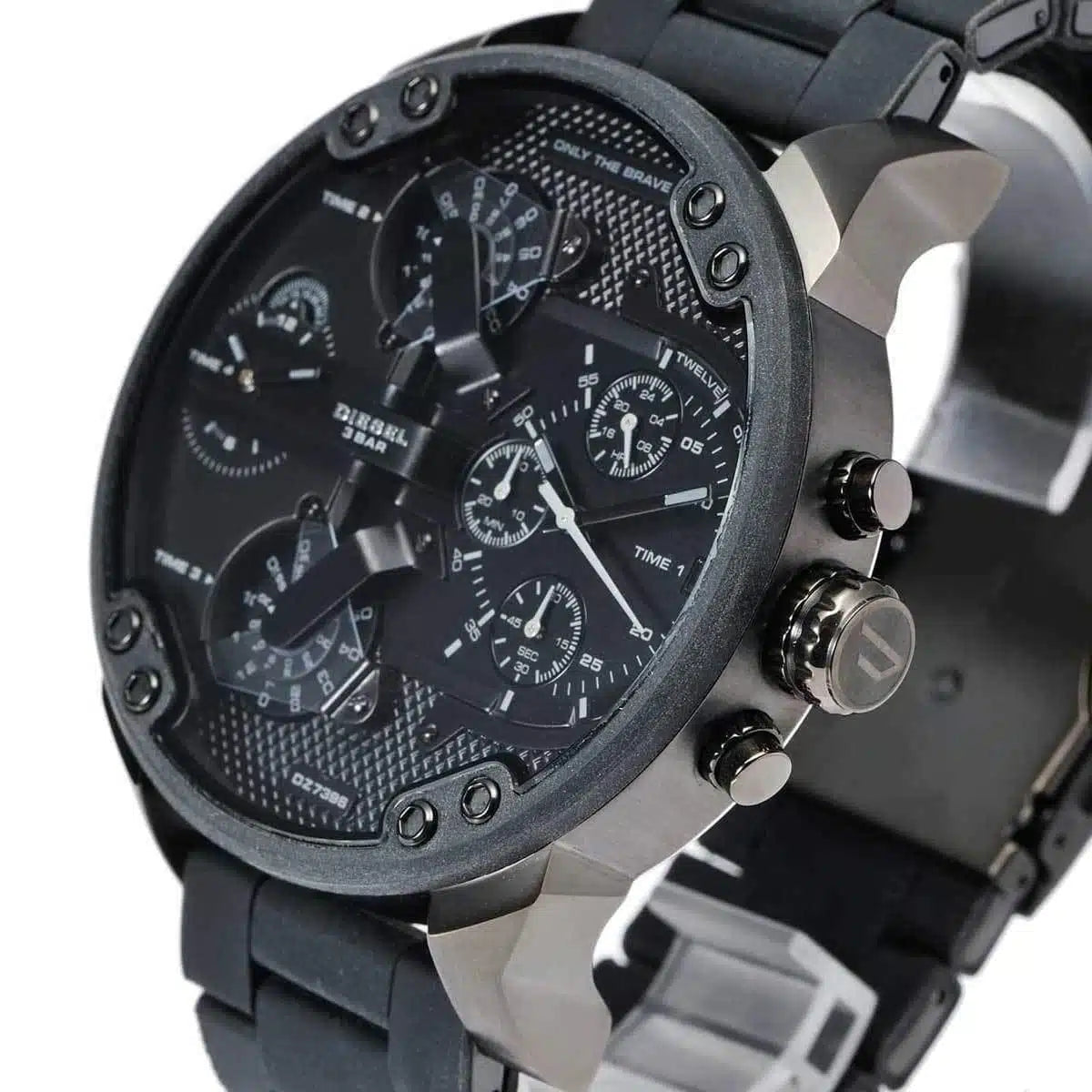 Diesel Men’s Quartz Black Stainless Steel Black Dial 57mm (Four Time Zone) Watch DZ7396