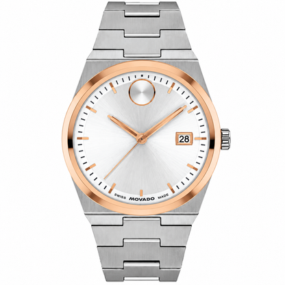 Movado Silver Stainless Steel Silver Dial Quartz Watch for Gents - Movado 3600972