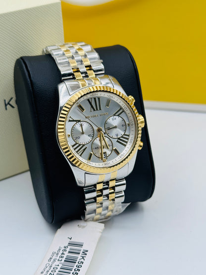 Michael Kors Women’s Chronograph Quartz Two-tone Stainless Steel Silver Dial 38mm Watch MK5955