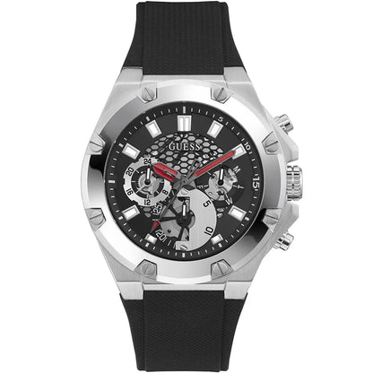 Guess Third Gear Black Silicone Strap Black Dial Chronograph Quartz Watch for Gents -GW0499G3