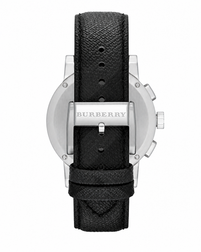 Burberry Black Leather Strap Grey Dial Chronograph Quartz Watch for Gents - BU9362
