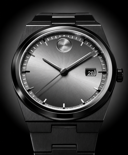 Movado Black Stainless Steel Grey Dial Quartz Watch for Gents - Movado 3601224