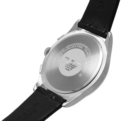 Emporio Armani Paolo Black Leather Strap Black Dial Chronograph Quartz Watch for Gents - AR11530