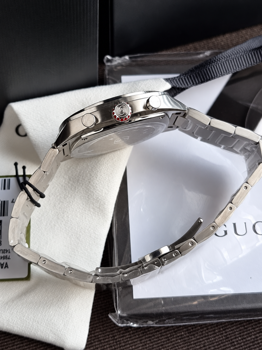 Gucci Interlocking Silver Stainless Steel Green Dial Chronograph Quartz Watch for Gents - YA142318