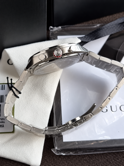 Gucci Interlocking Silver Stainless Steel Green Dial Chronograph Quartz Watch for Gents - YA142318