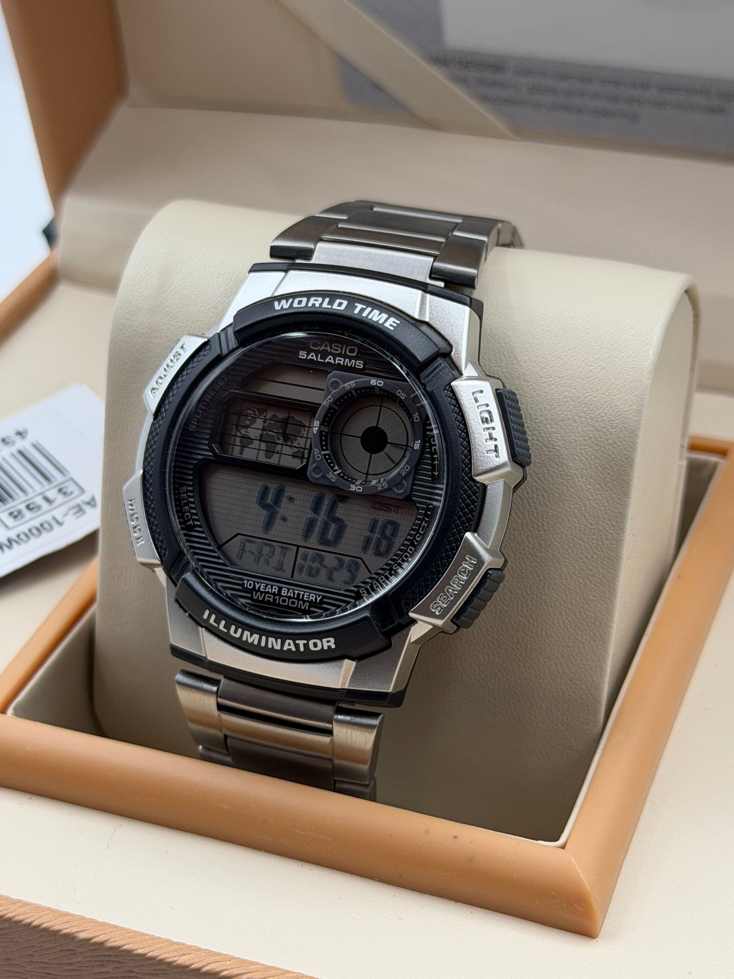 Casio Illuminator Silver Resin Band Grey Dial Digital Watch for Gents - AE-1000WD-1AVDF