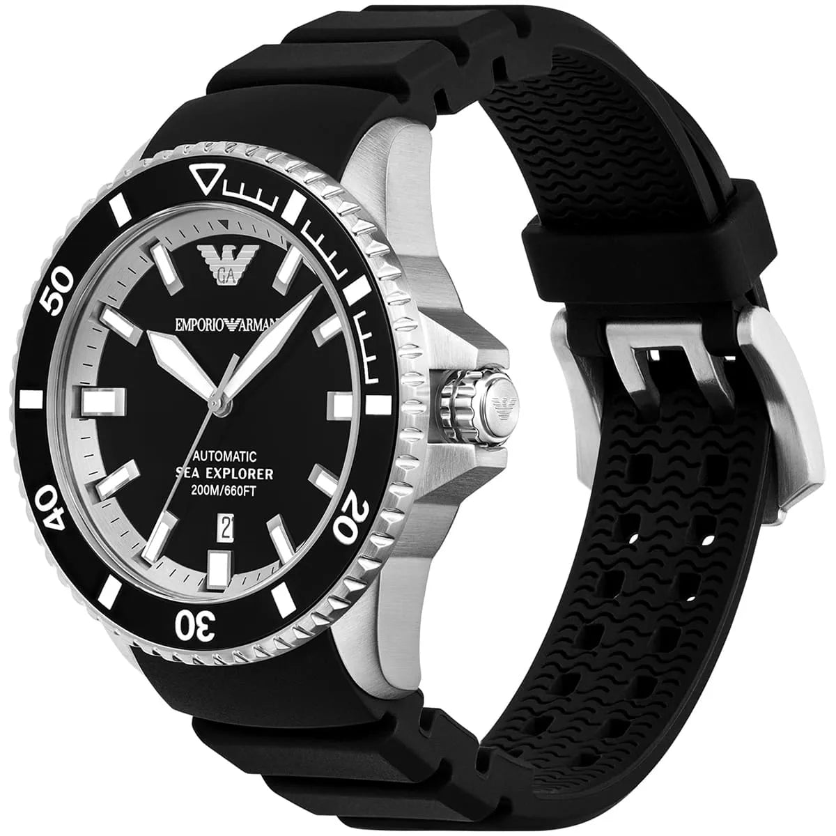 Original Emporio Armani Watch For Men Sea Explorer AR60086 AUTOMATIC-SEA-EXPLORER-DIVER’S-200M With Black dial