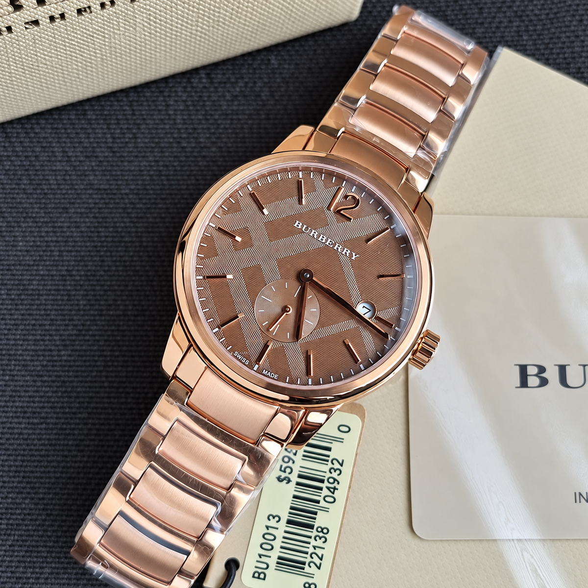 Burberry The Classic Rose gold Stainless Steel Rose Gold Dial Quartz Watch for Gents - BU10013