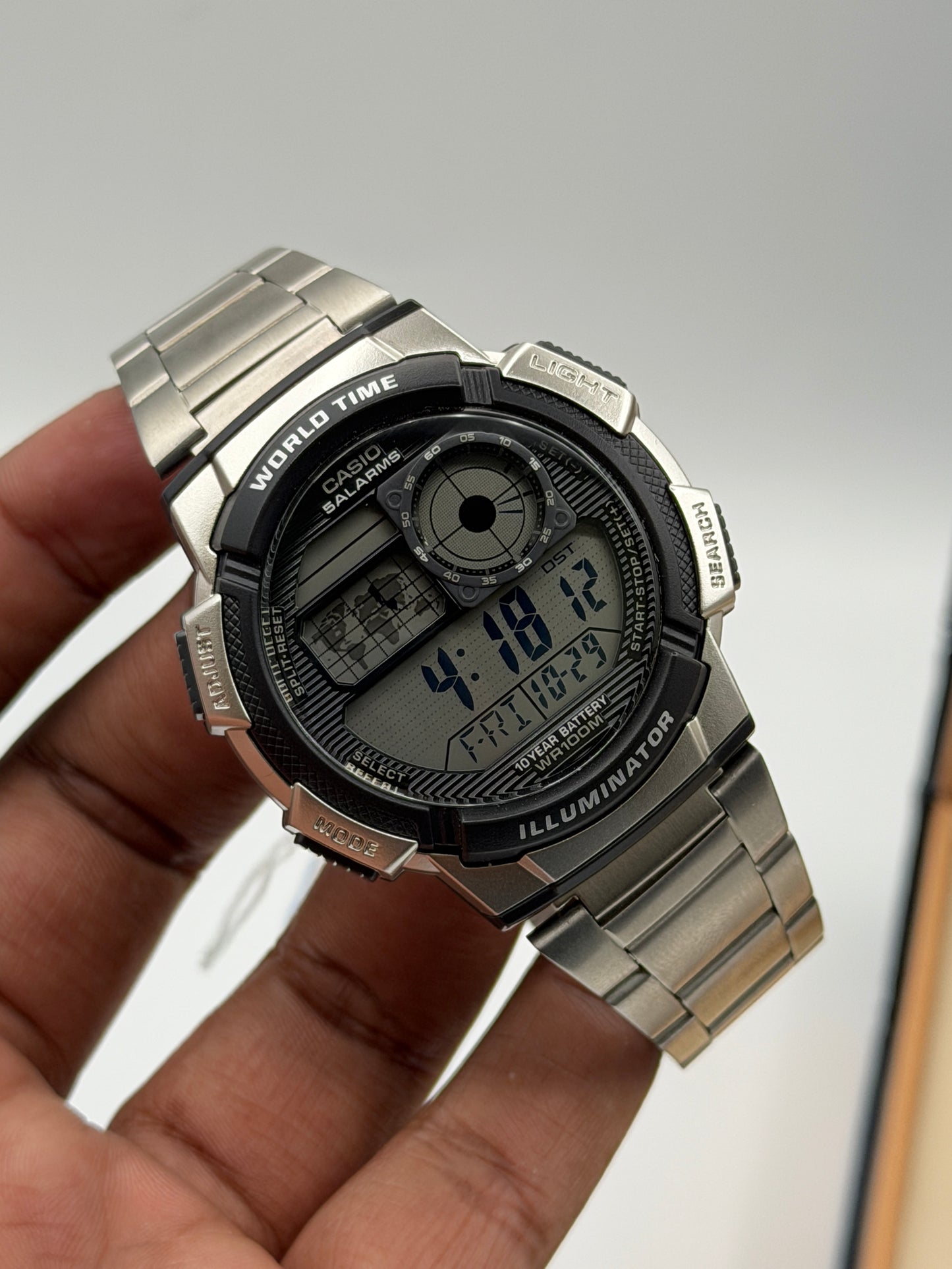 Casio Illuminator Silver Resin Band Grey Dial Digital Watch for Gents - AE-1000WD-1AVDF