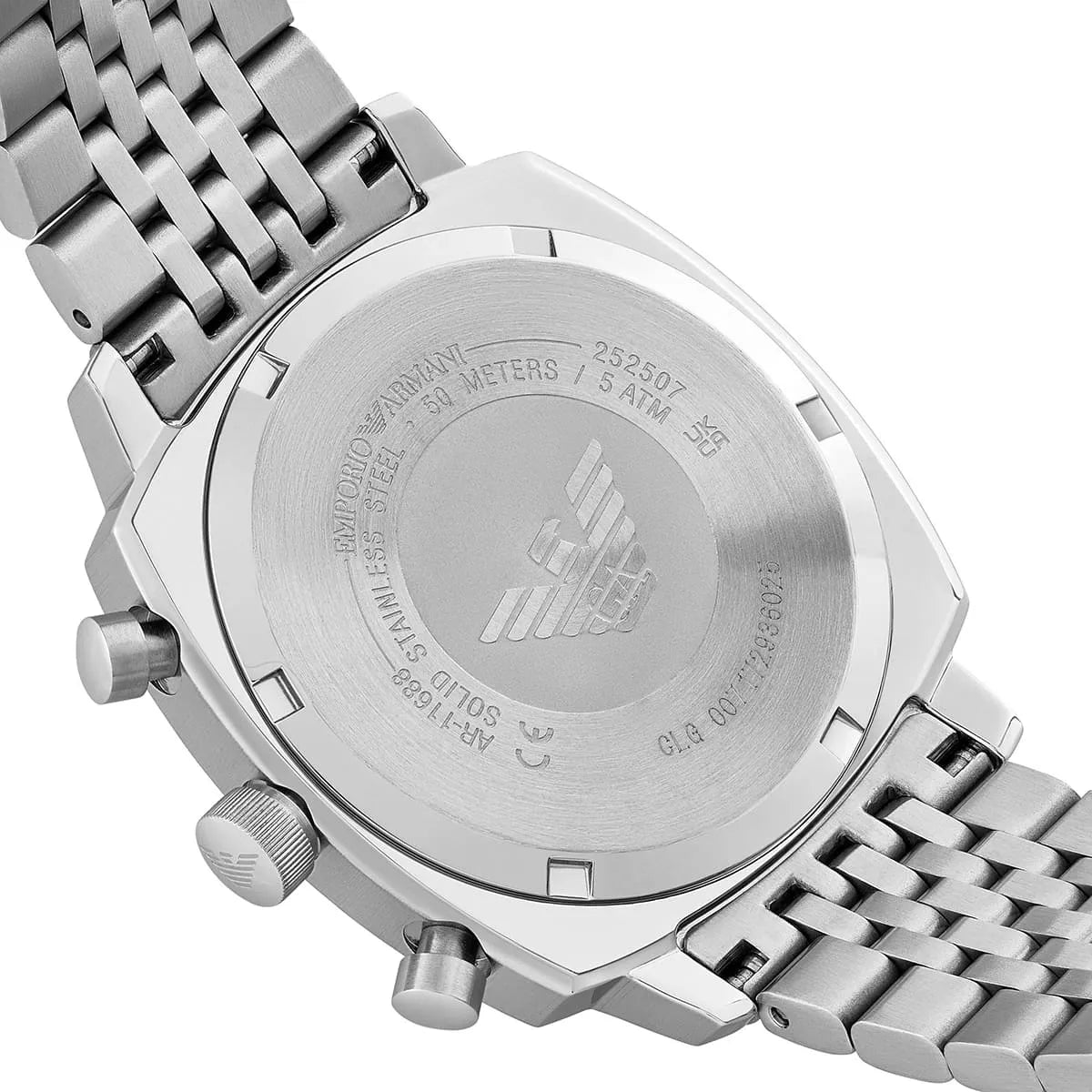 Emporio Armani Ruggero Silver Stainless Steel Navy Blue Dial Chronograph Quartz Watch for Gents - AR11688