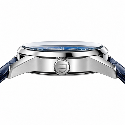 Tag Heuer Carrera Calibre 5 Blue Leather Strap Blue Dial Automatic Watch for Gents - WAR201E.FC6292