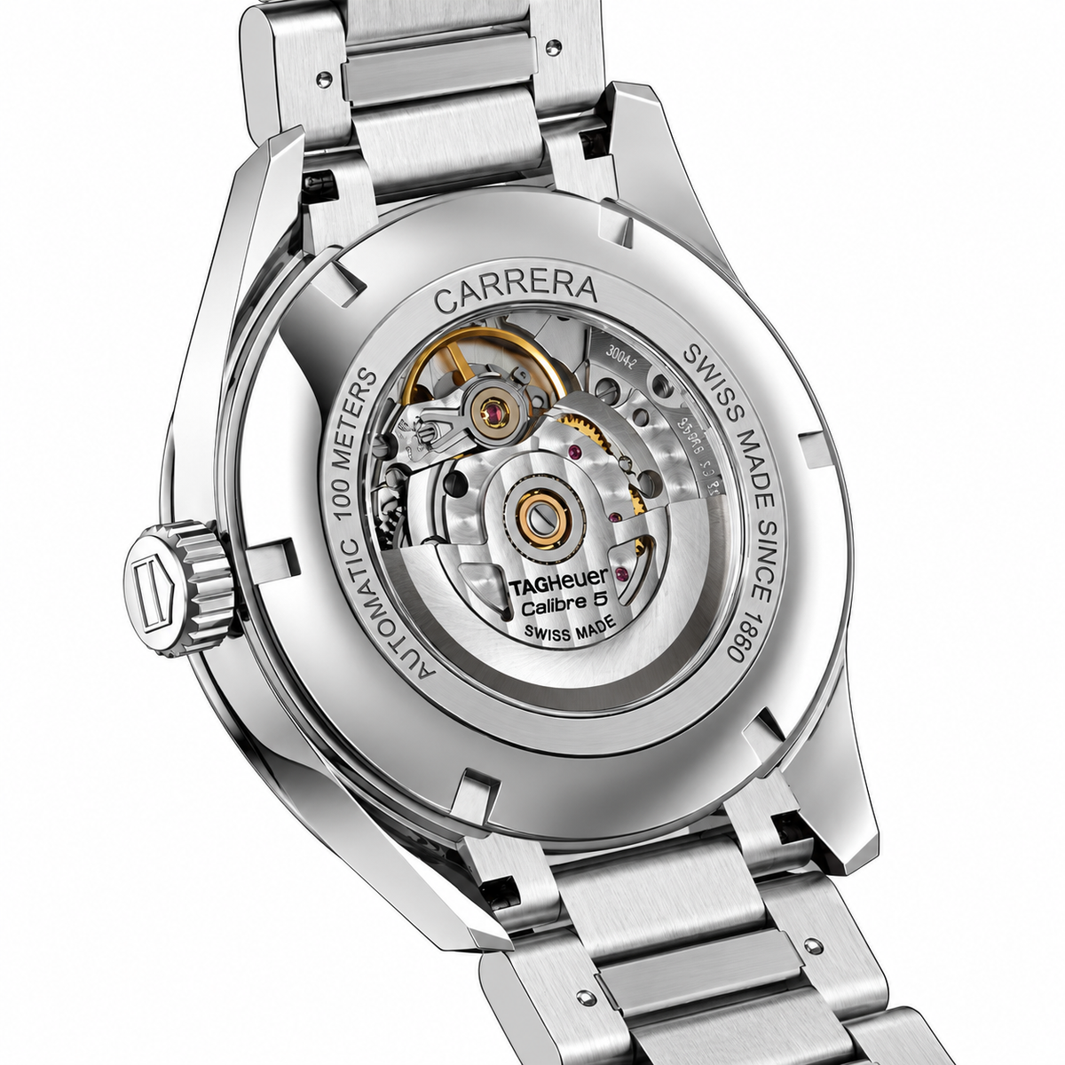 Tag Heuer Carrera Calibre 5 Silver Stainless Steel Black Dial Automatic Watch for Gents - WAR201CBA0723