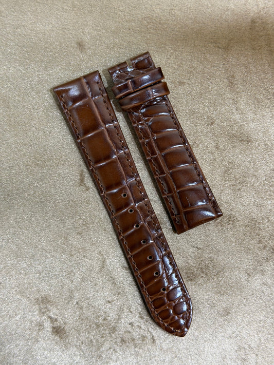 Alligator Grain Geninue Leather Straps 20mm (Lot Import) Brown