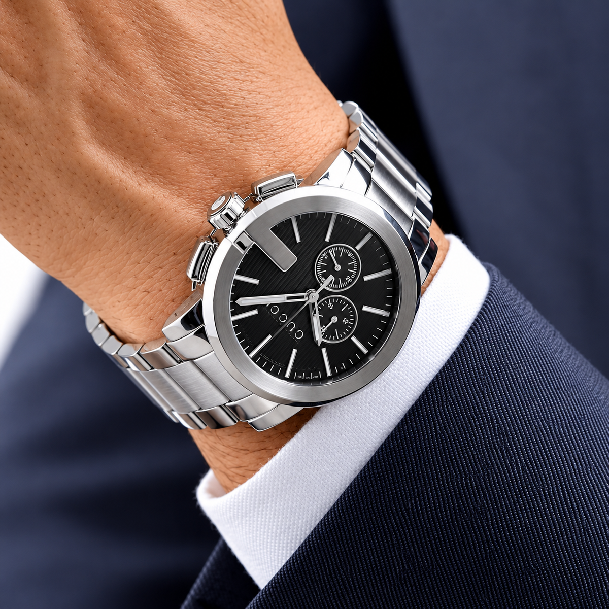 Gucci G-Chrono Two-tone Stainless Steel Black Dial Chronograph Quartz Watch for Gents - YA101204