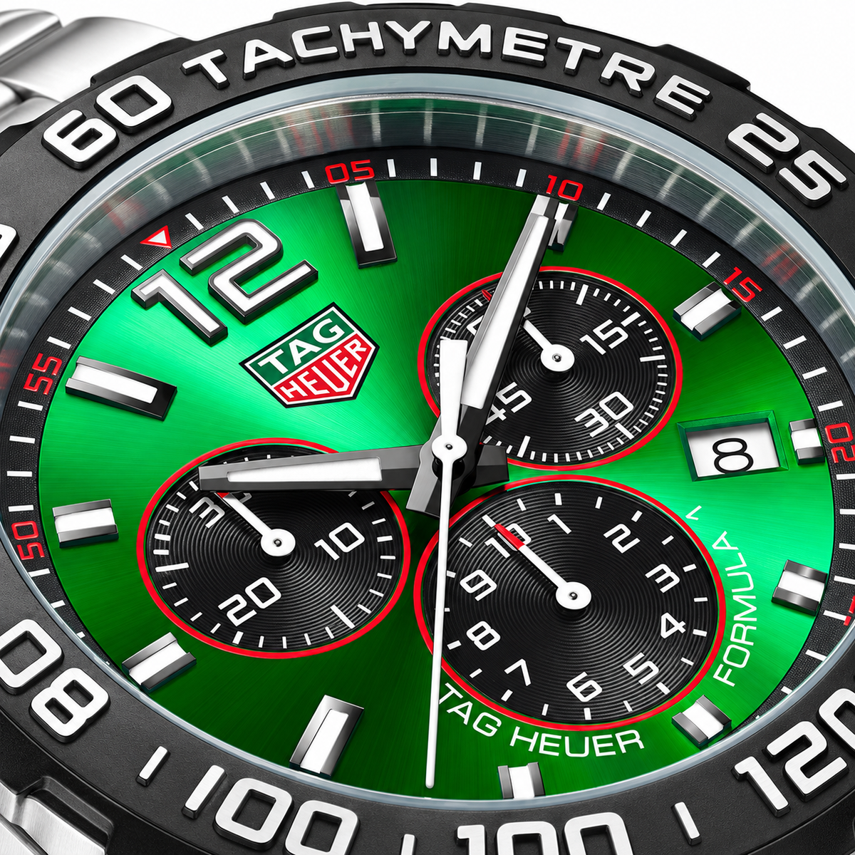 Tag Heuer Formula 1 Silver Stainless Steel Green Dial Chronograph Quartz Watch for Gents - CAZ101AP.BA0842