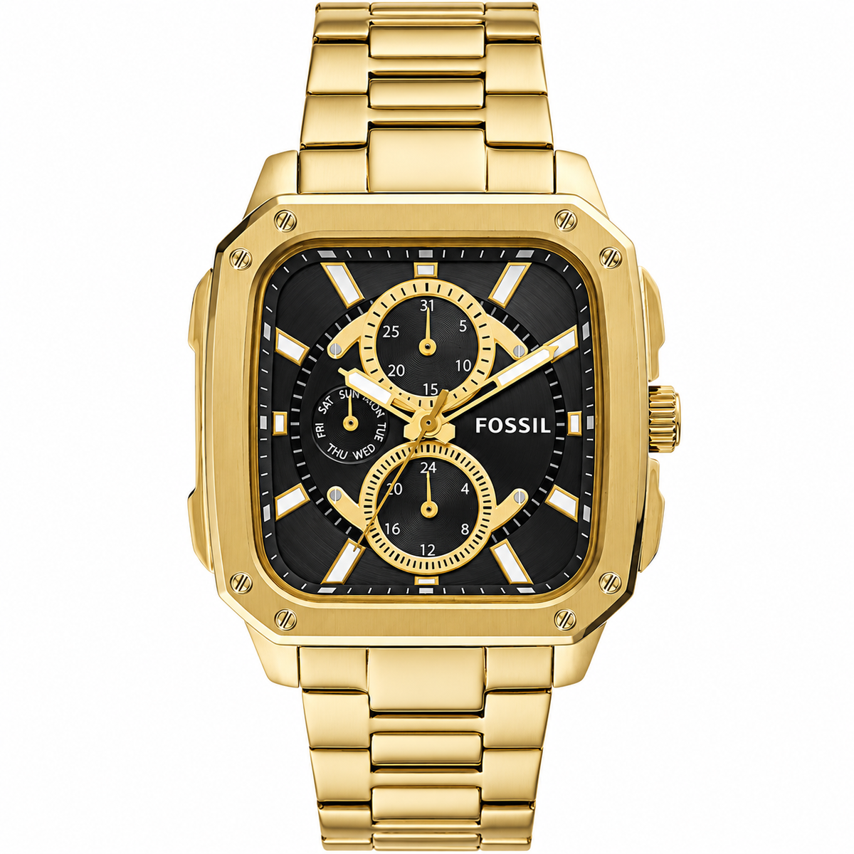 Fossil Multifunction Gold Stainless Steel Black Dial Quartz Watch for Gents - BQ2656